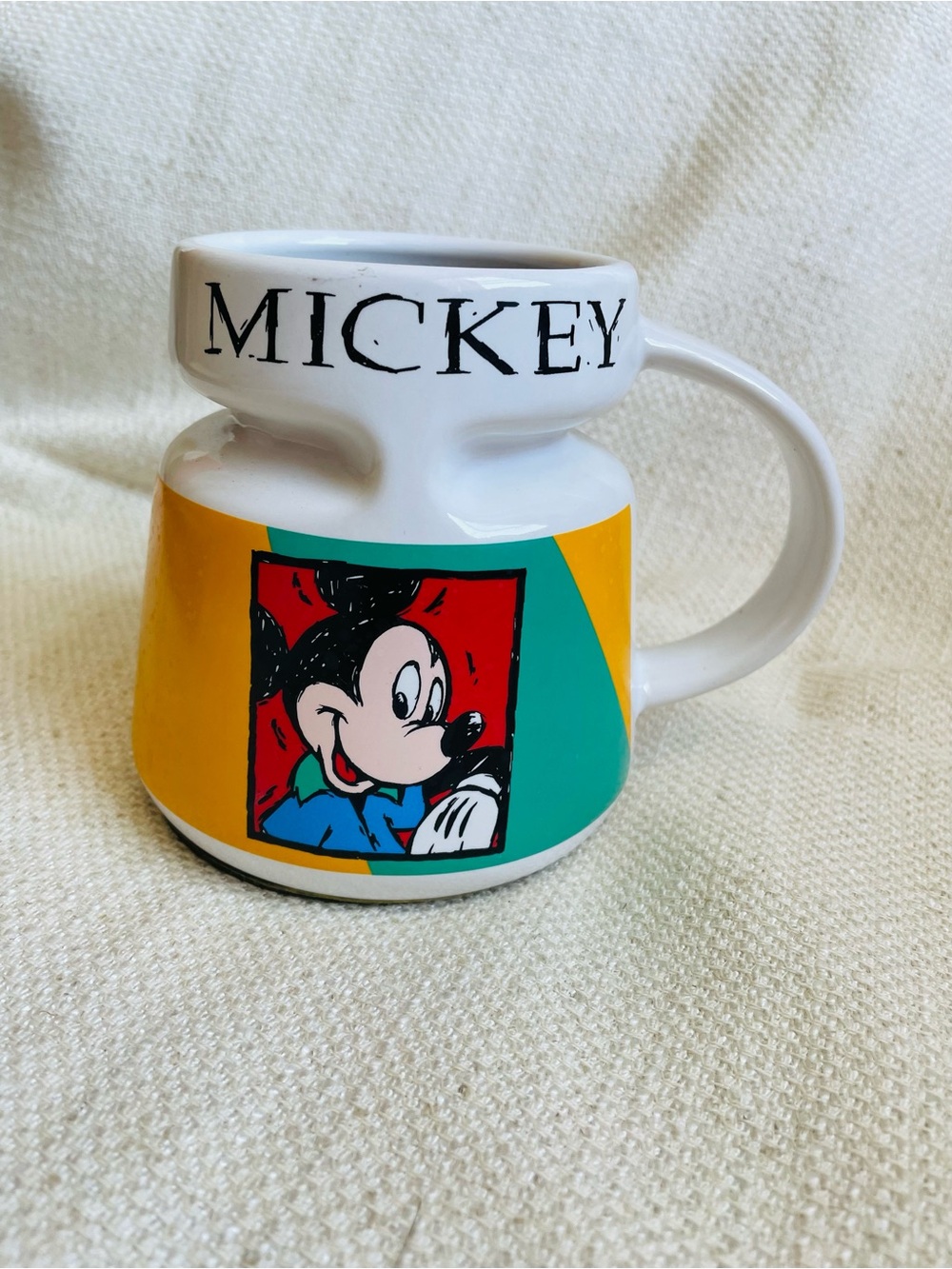 Vintage Disney Mickey Retro Color Block Travel Ceramic Mug